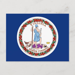 Carte postale avec Drapeau de Virginie State - USA