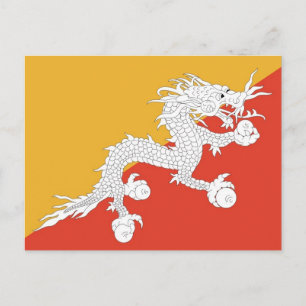 Carte postale avec drapeau du Bhoutan