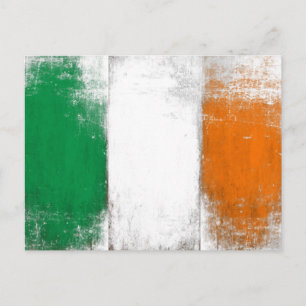 Carte postale avec drapeau irlandais Grungy Vintag