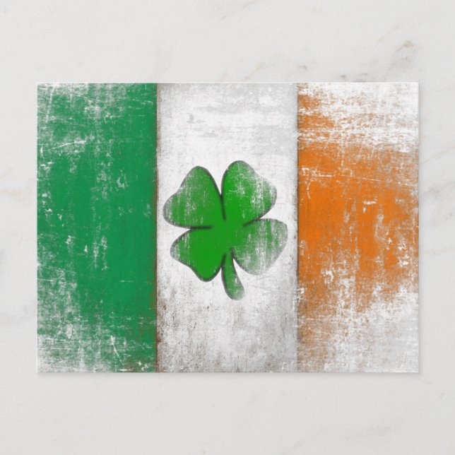 Carte postale avec drapeau irlandais vintage (Devant)
