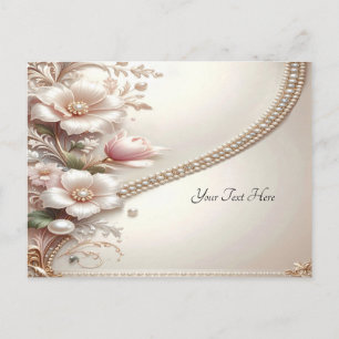 Carte postale avec embellissements floraux et perl