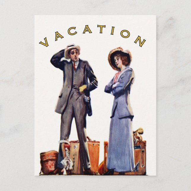 Carte Postale Avec Impression Vacances Vintages (Devant)