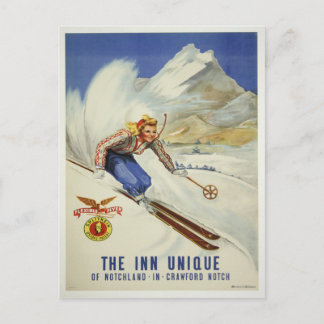 Carte postale avec imprimé de ski Vintage