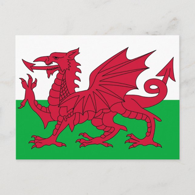 Carte postale avec le drapeau du Pays de Galles (Devant)