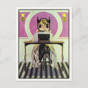 Carte postale avec lecture féminine Vintage