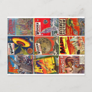 Carte postale avec neuf couvertures classiques de 