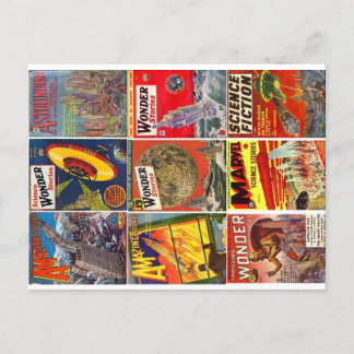 Carte postale avec neuf couvertures classiques de