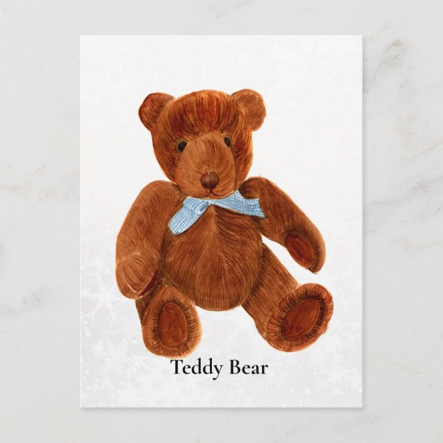 Carte postale avec peinture aquarelle d'un ours en (Devant)