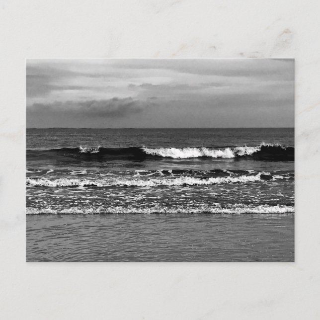 Carte postale avec photo en noir et blanc de l'océ (Devant)