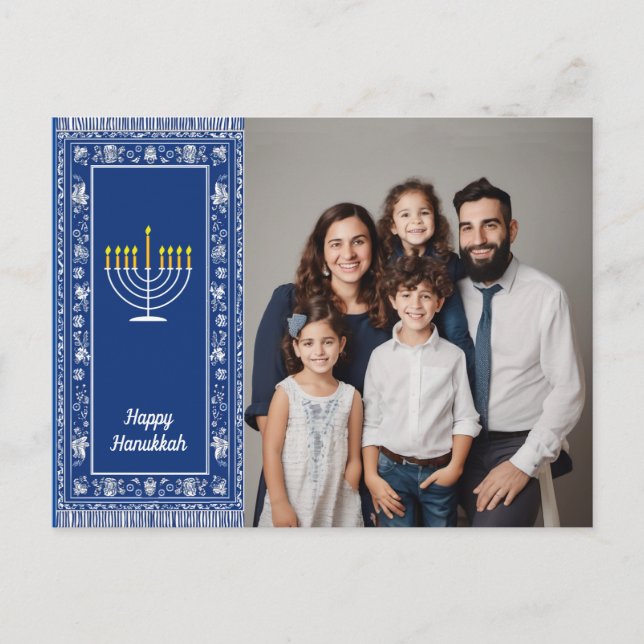 Carte Postale Avec photo🕎 Joyeux Hanukkah, Menorah, personnalis (Devant)