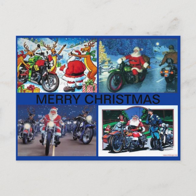 CARTE POSTALE AVEC QUATRE SCÈNES DE MOTO DE PÈRE (Devant)