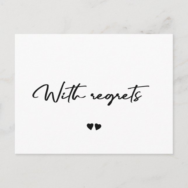 Carte Postale Avec regrets noir et blanc annuler faire-part (Devant)