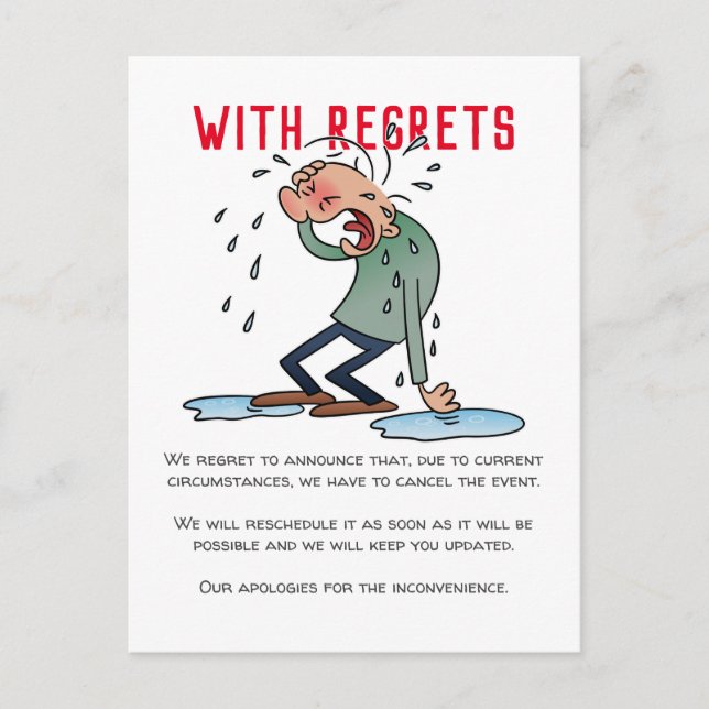 Carte Postale Avec Regrets reporté Annulation de l'événement Car (Devant)