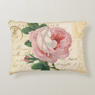 Carte Postale Avec Rose Accent Pillow