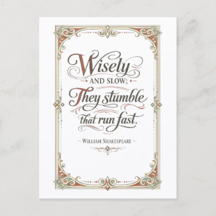 Carte Postale « Avec sagesse et lenteur » Shakespeare