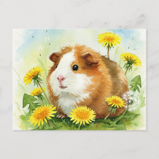 Carte postale avec un adorable cochon d'Inde et de (Devant)