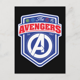 Carte Postale Avengers   Badge Rétro Bouclier Avengers