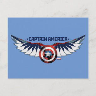 Carte Postale Avengers Bouclier de Captain America avec ailes