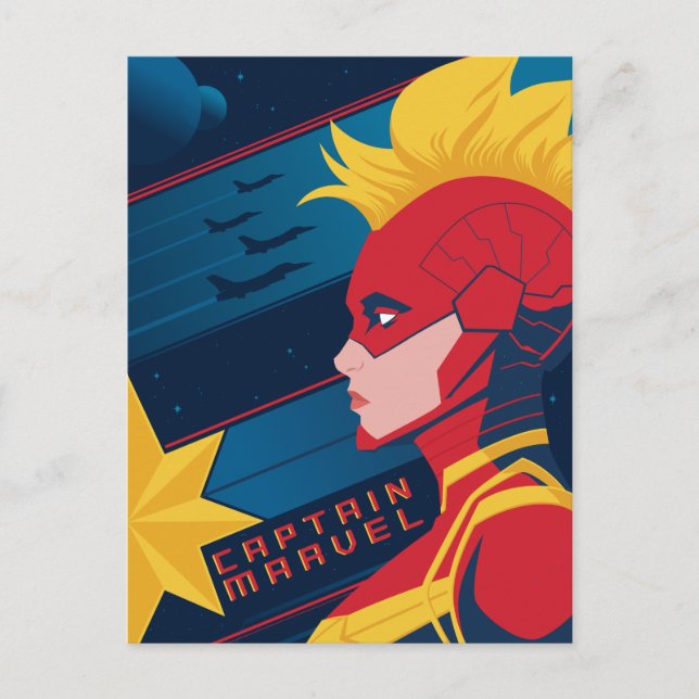 Carte Postale Avengers | Captain Marvel Profil d'espace extra-at (Devant)