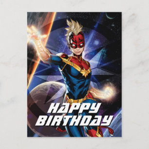 Carte Postale Avengers Captain Marvel volant dans l'espace