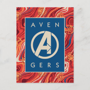 Carte Postale Avengers Logo Avengers Peint Marbre Rouge