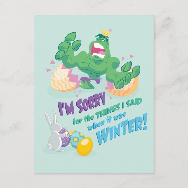 Carte Postale Avengers Pâques | Hulk - Désolé (Devant)