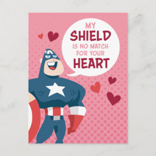 Carte Postale Avengers Saint-Valentin Bouclier de Captain Amer