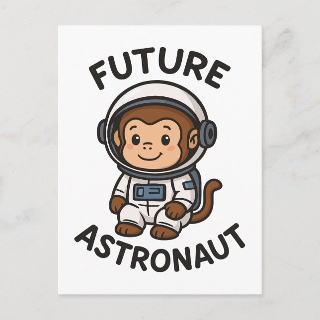 Carte Postale Avenir astronaute - Singe spatial mignon (Devant)