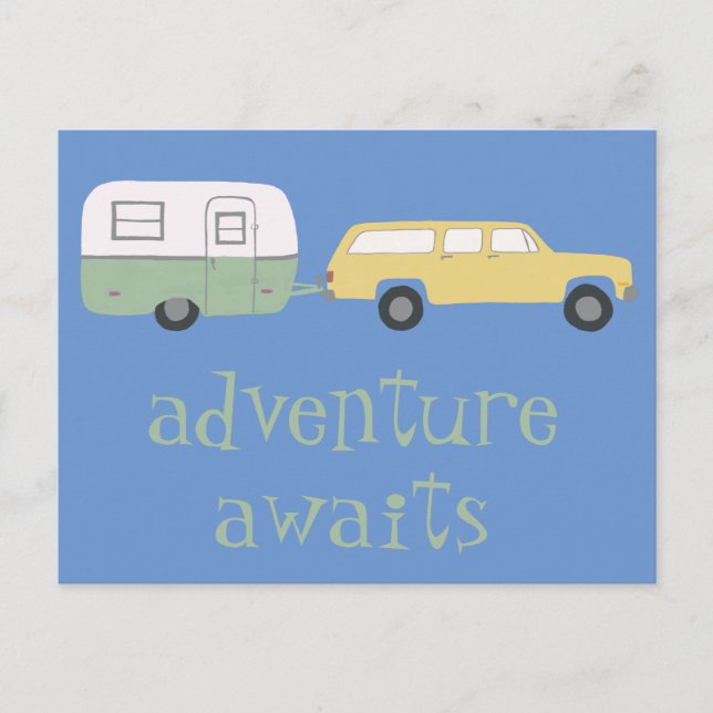 Carte Postale AVENTURE ATTENTE Camping Trailer RV (Devant)