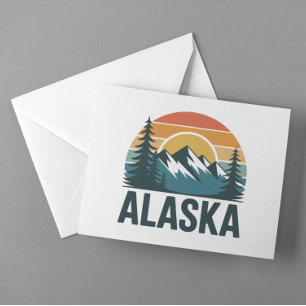 Carte Postale Aventure coucher de soleil rétro en Alaska 