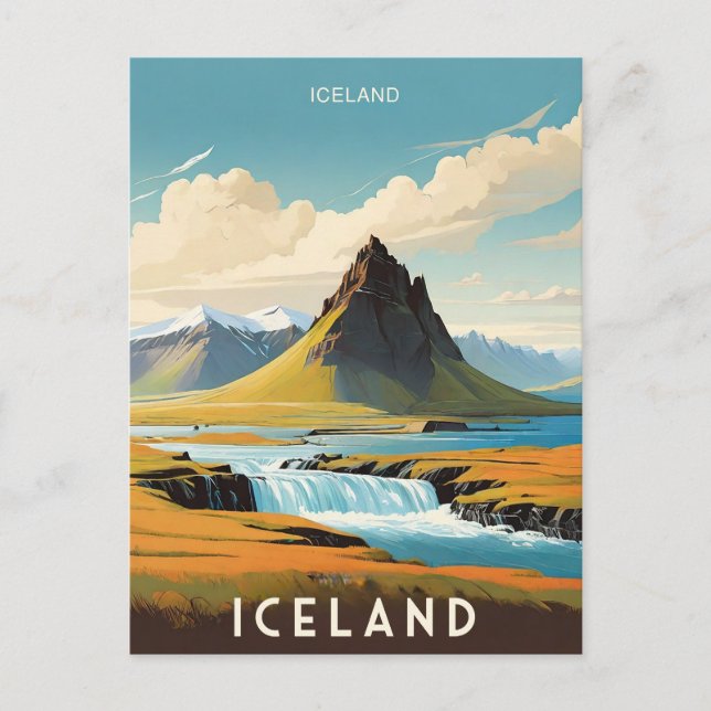 Carte Postale Aventure islandaise rétro Islande (Devant)