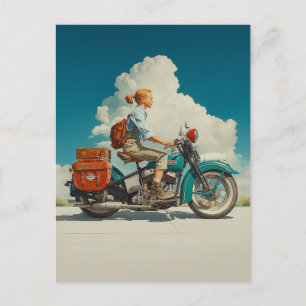 Carte Postale Aventure vintage Motorcycle Road