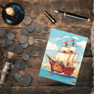 Carte postale Aventure vintage Pirate Ship