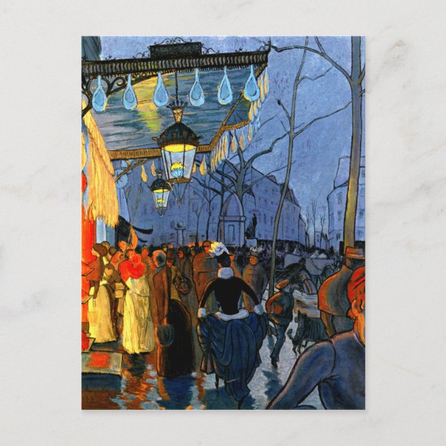 Carte Postale Avenue de Clichy, le Soir, Cinq Heures (Devant)