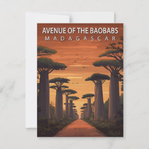 Carte Postale Avenue des Baobabs vintage Madagascar Voyage