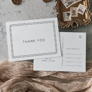 Carte Postale AVERT noir et blanc Merci Mariage moderne