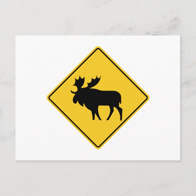 Carte Postale Avertissement à l'orignal, panneau routier, Canada (Devant)