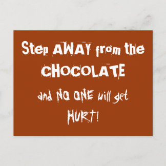 Carte Postale Avertissement au chocolat chocoholique