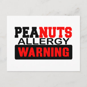 Carte Postale Avertissement d'allergie aux arachides