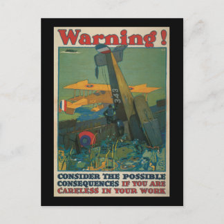 Carte Postale Avertissement Deuxième Guerre mondiale