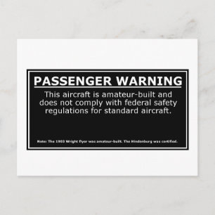 CARTE POSTALE AVERTISSEMENT DU PASSAGER