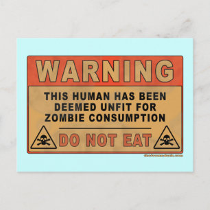 Carte Postale Avertissement Inapte À La Consommation Zombie