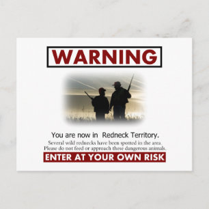 Carte Postale Avertissement sur le territoire Redneck