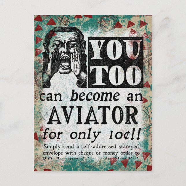 Carte Postale Aviateur - Funny Vintage Retro (Devant)
