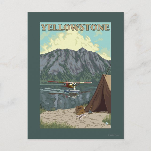 Carte Postale Avion Bush et pêche - Yellowstone National (Devant)