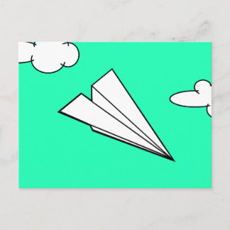 Carte Postale Avion de papier dans le ciel