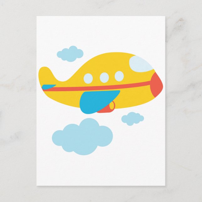 Carte Postale Avion Jaune de dessin (Devant)
