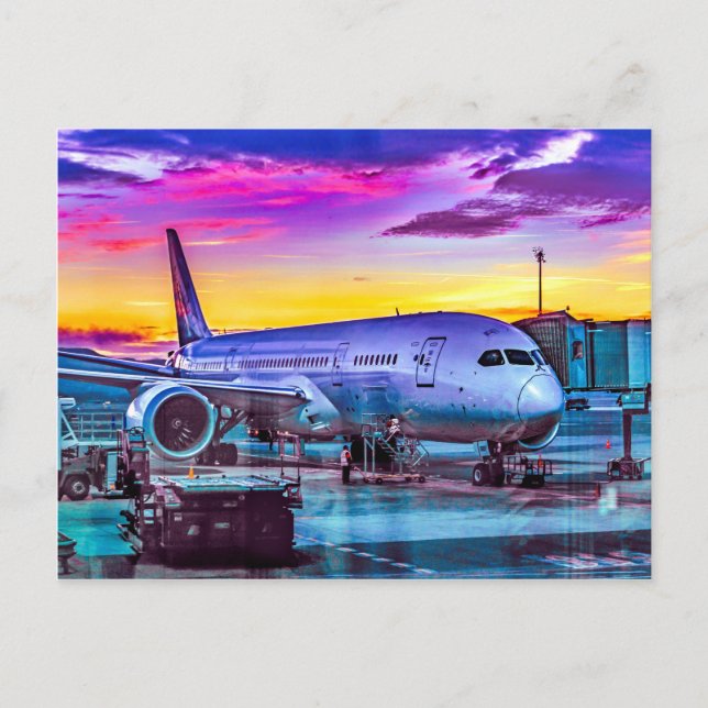 Carte Postale Avion Parking à l'aéroport de Barajas, Madrid, Esp (Devant)