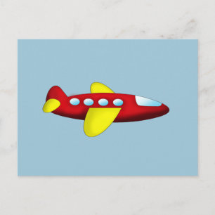 Carte Postale Avion rouge et jaune
