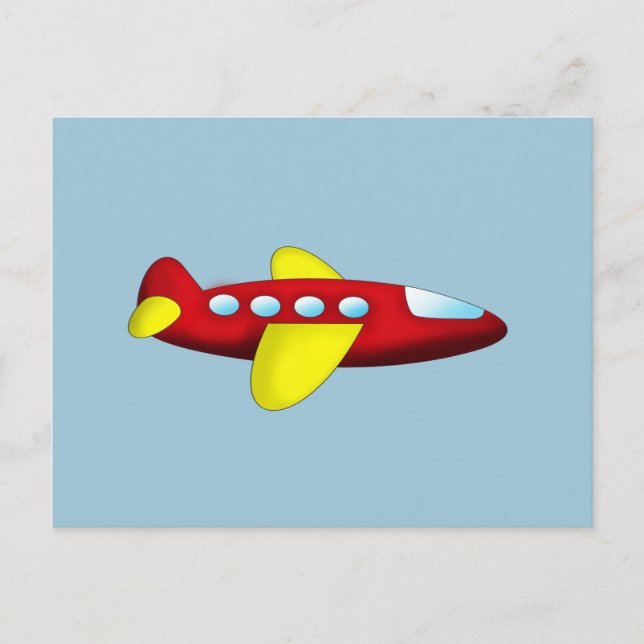 Carte Postale Avion rouge et jaune (Devant)